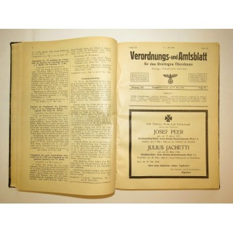 Journal officiel de la réglementation et de la Reichsgau du Oberdonau- 1943. Espenlaub militaria